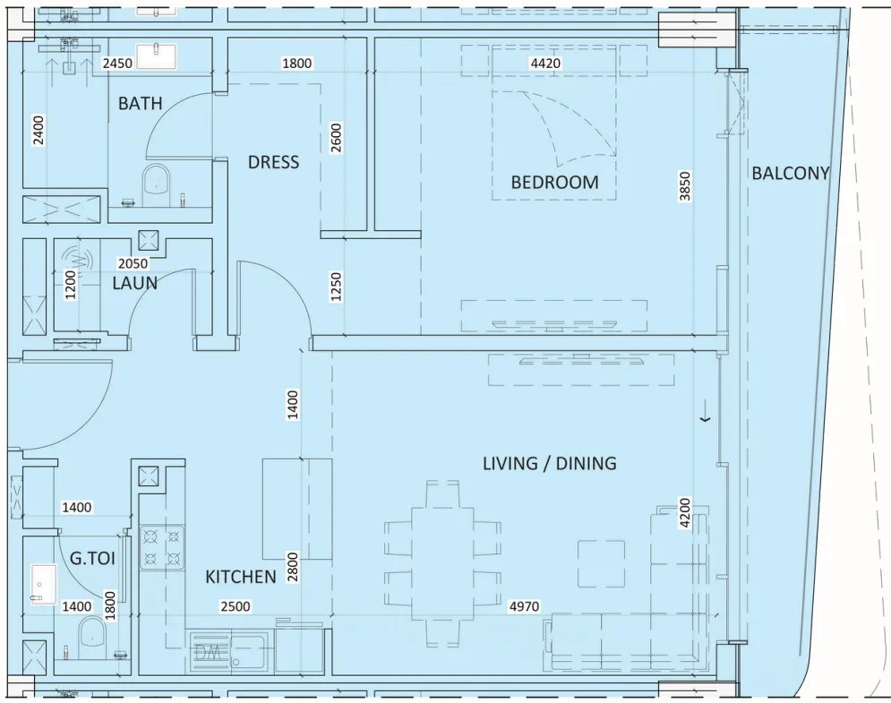 1 bedroom layout