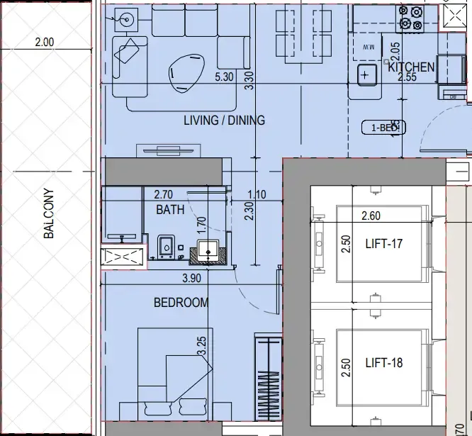 1 bedroom layout