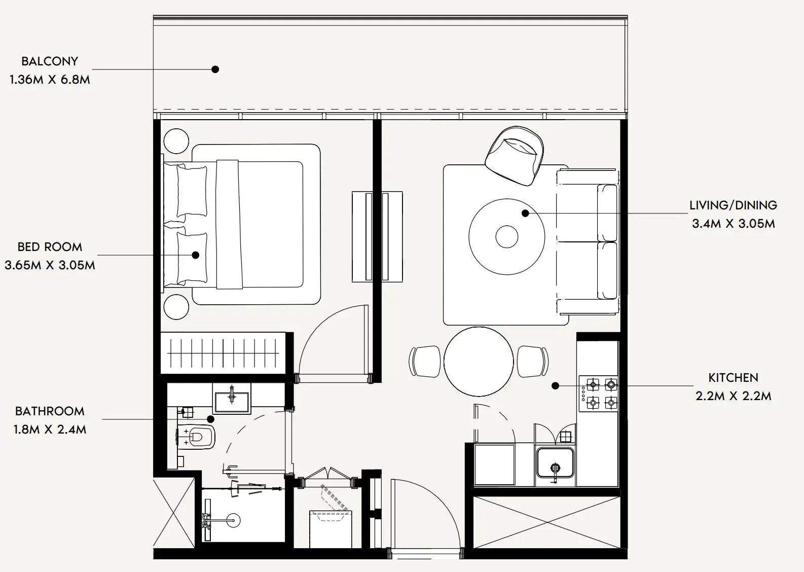 1 bedroom layout
