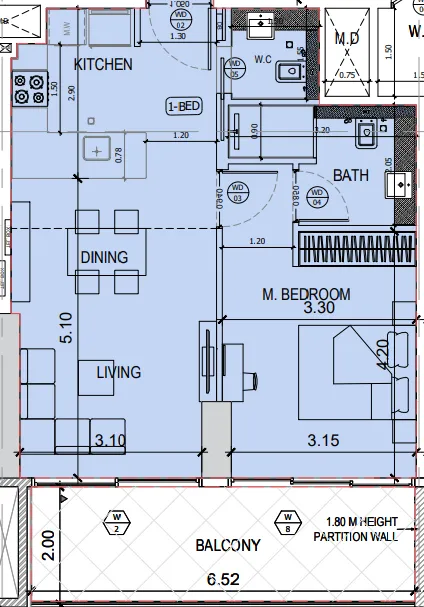 1 bedroom layout