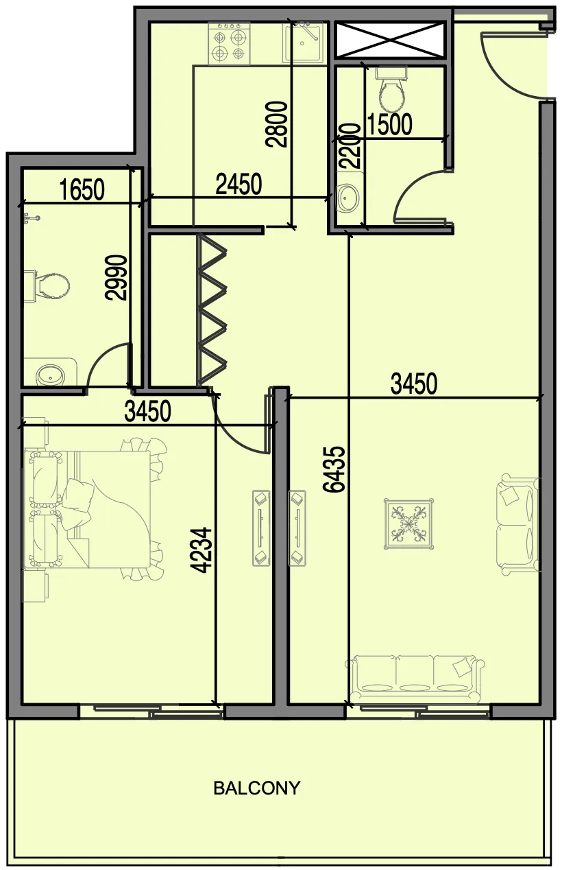 1 bedroom layout