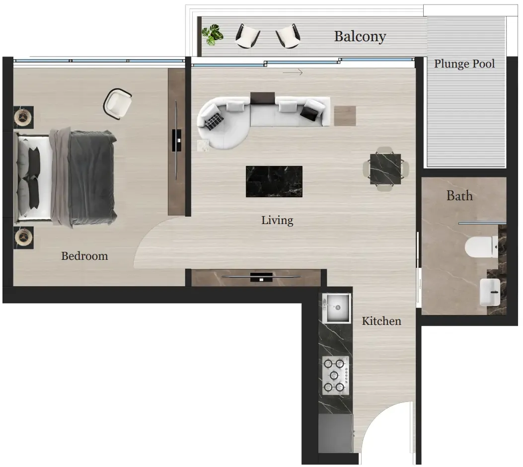 1 bedroom layout