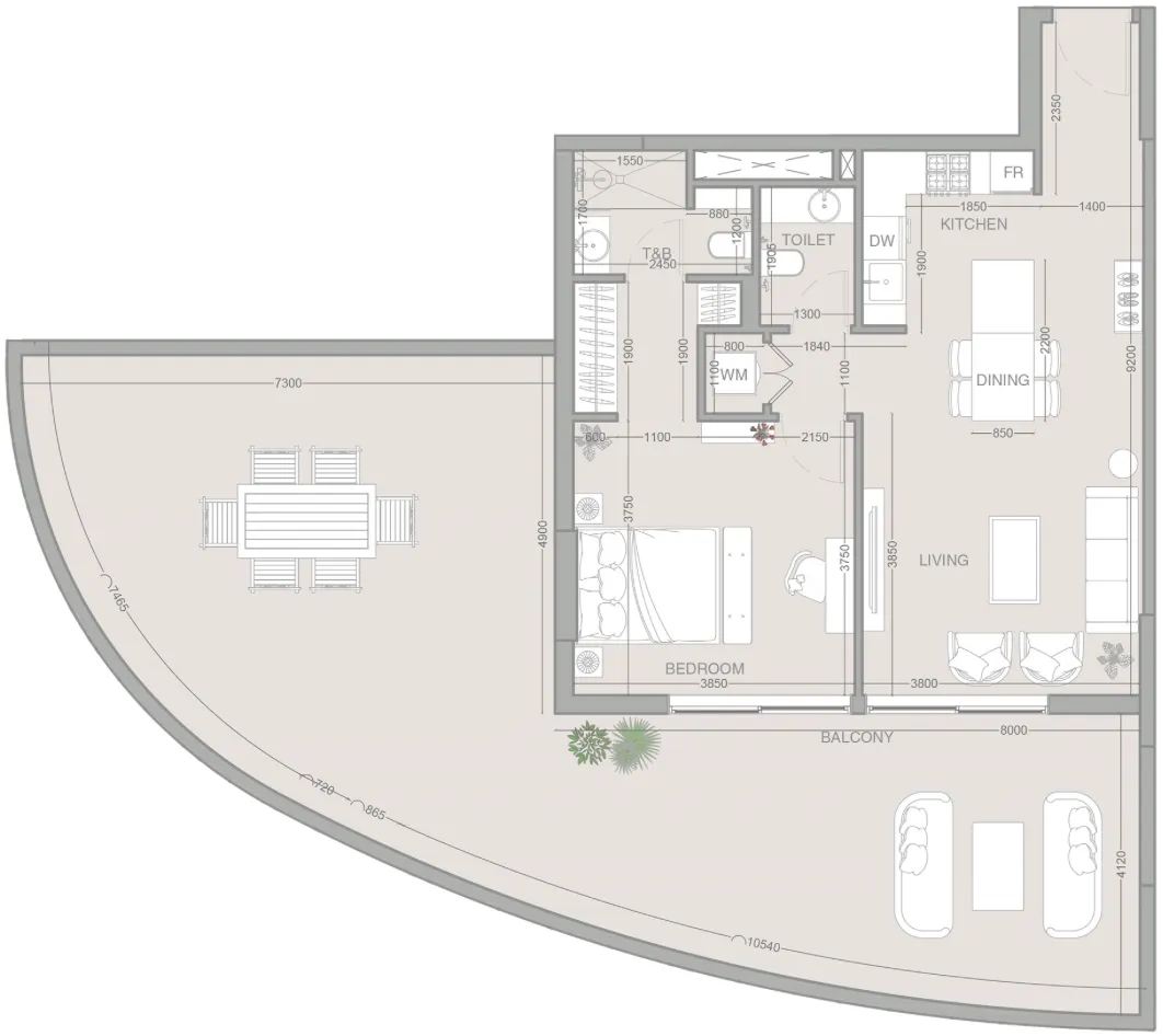 1 bedroom layout