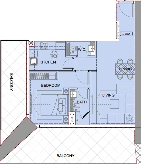1 bedroom layout