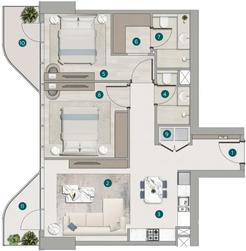 2 bedroom layout