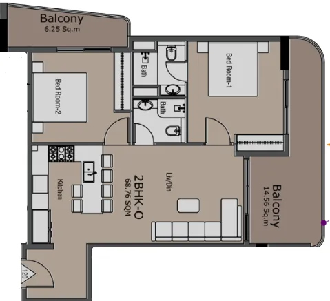 2 bedroom layout