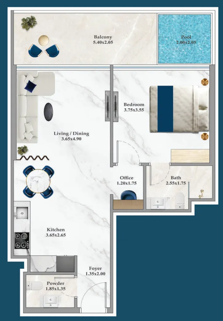 1 bedroom layout
