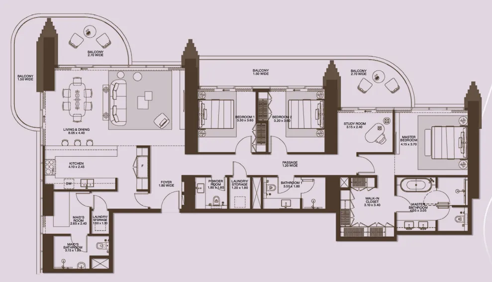 3 bedroom layout