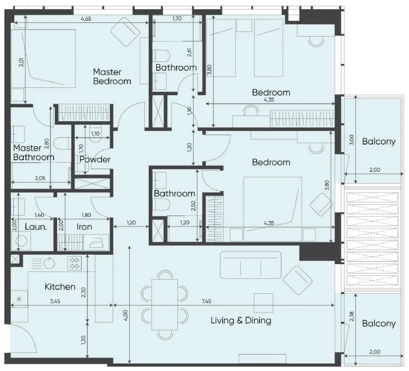 3 bedroom layout