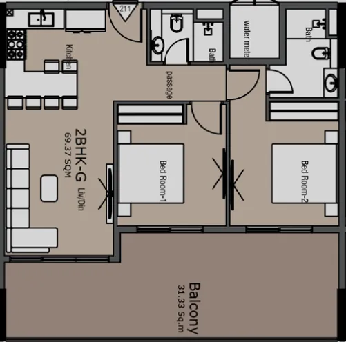 2 bedroom layout