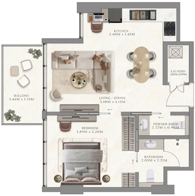 1 bedroom layout