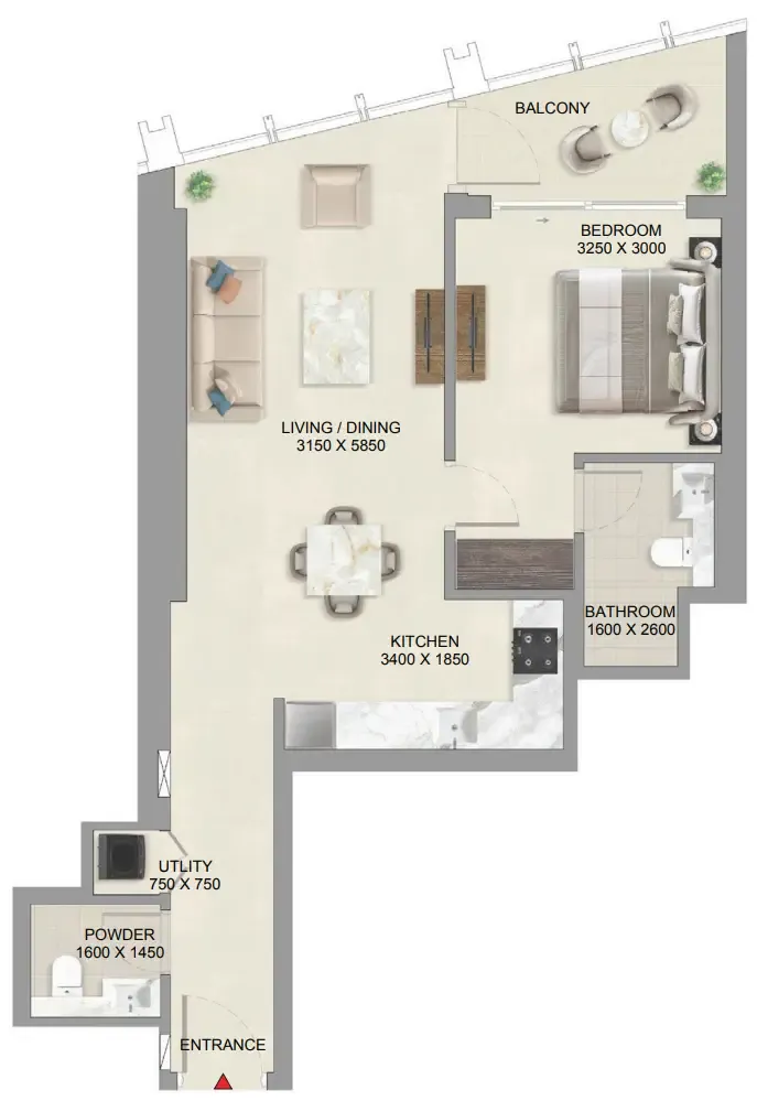 1 bedroom layout