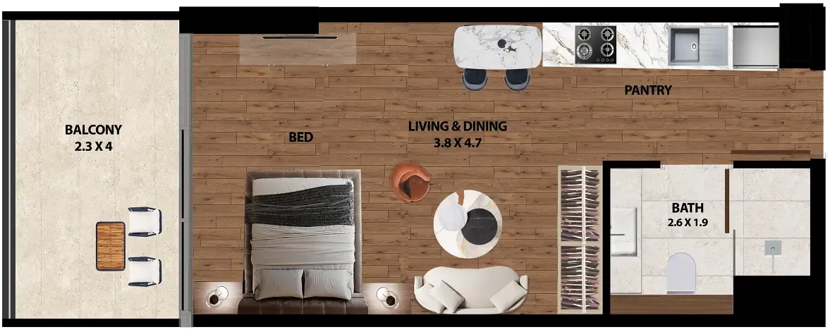 0 bedroom layout