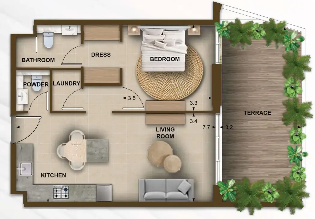 1 bedroom layout