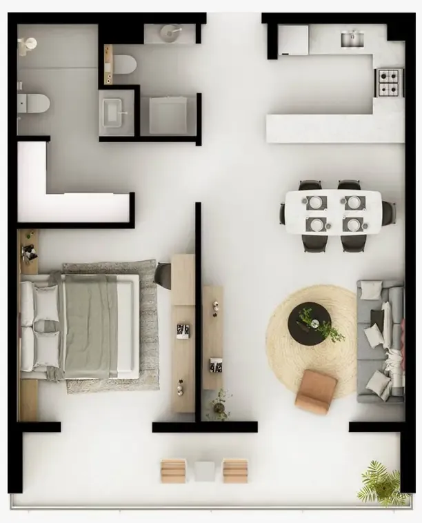 1 bedroom layout