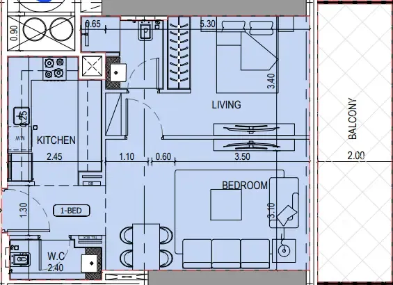 1 bedroom layout