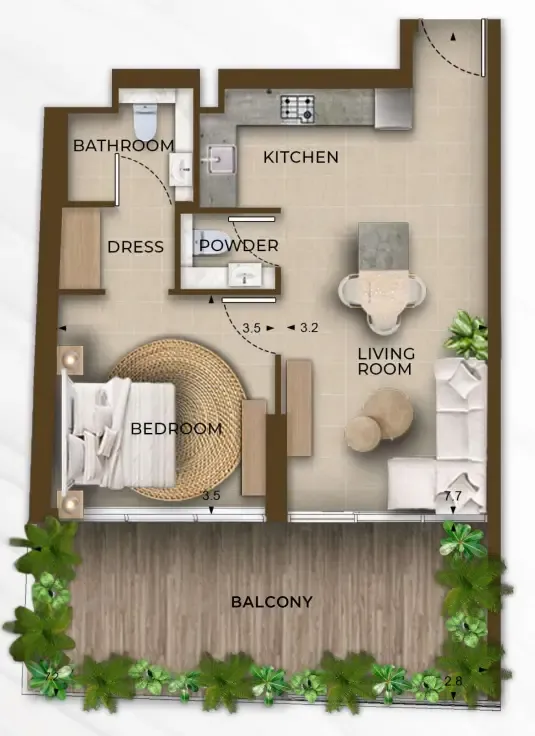 1 bedroom layout