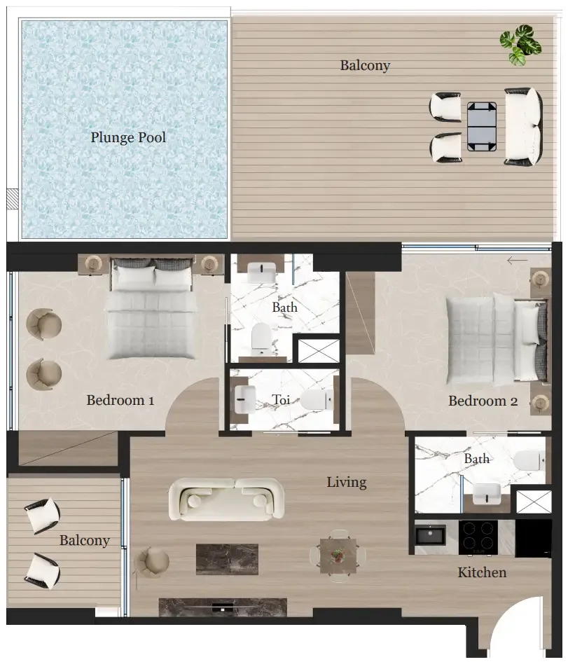 2 bedroom layout