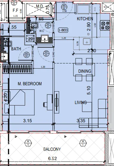 1 bedroom layout