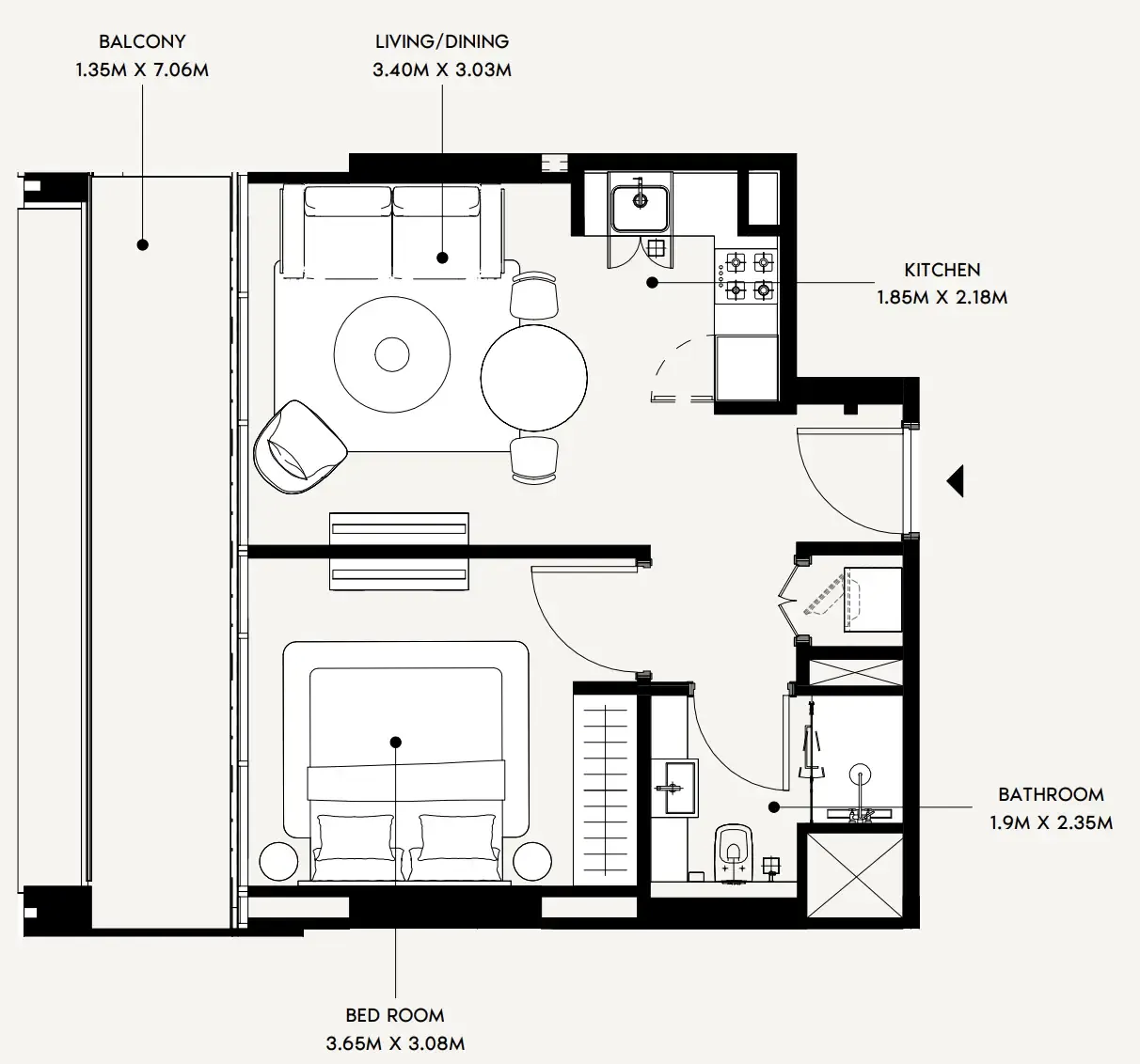 1 bedroom layout