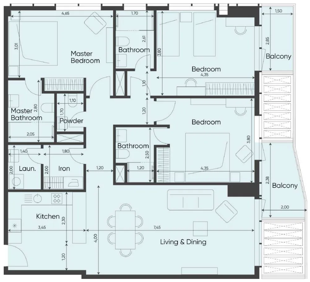 3 bedroom layout