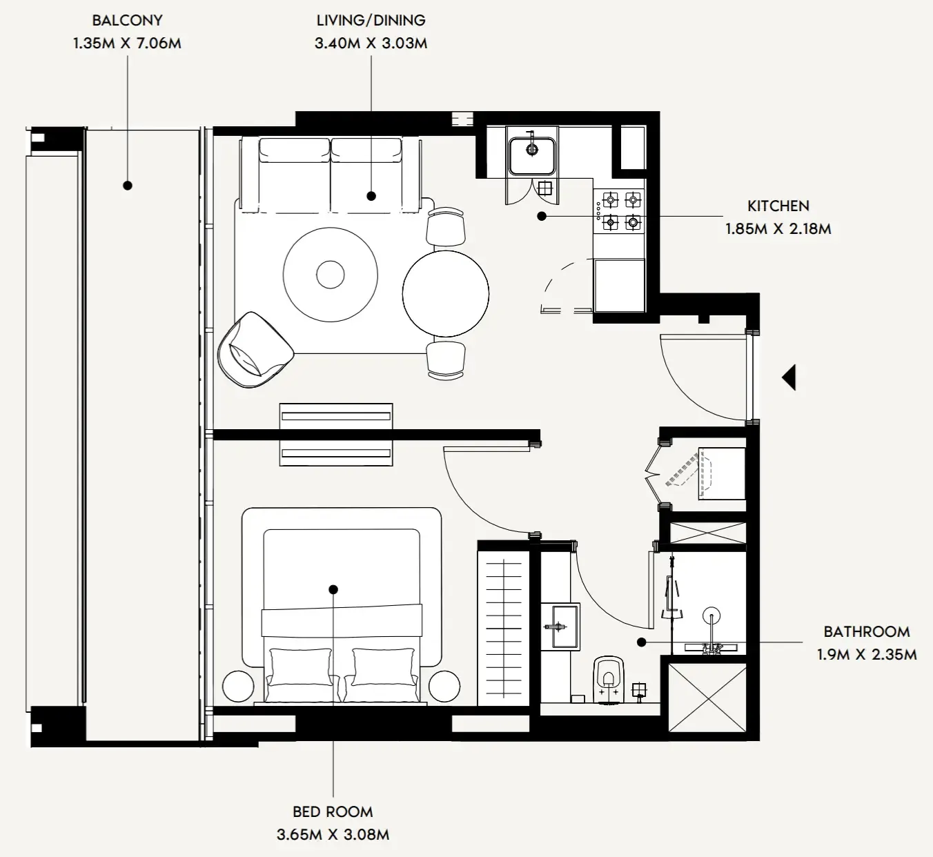1 bedroom layout