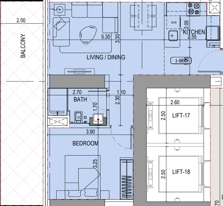 1 bedroom layout