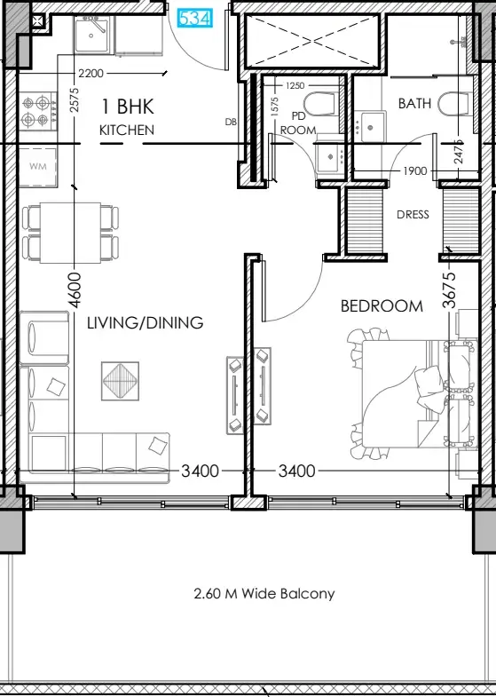 1 bedroom layout