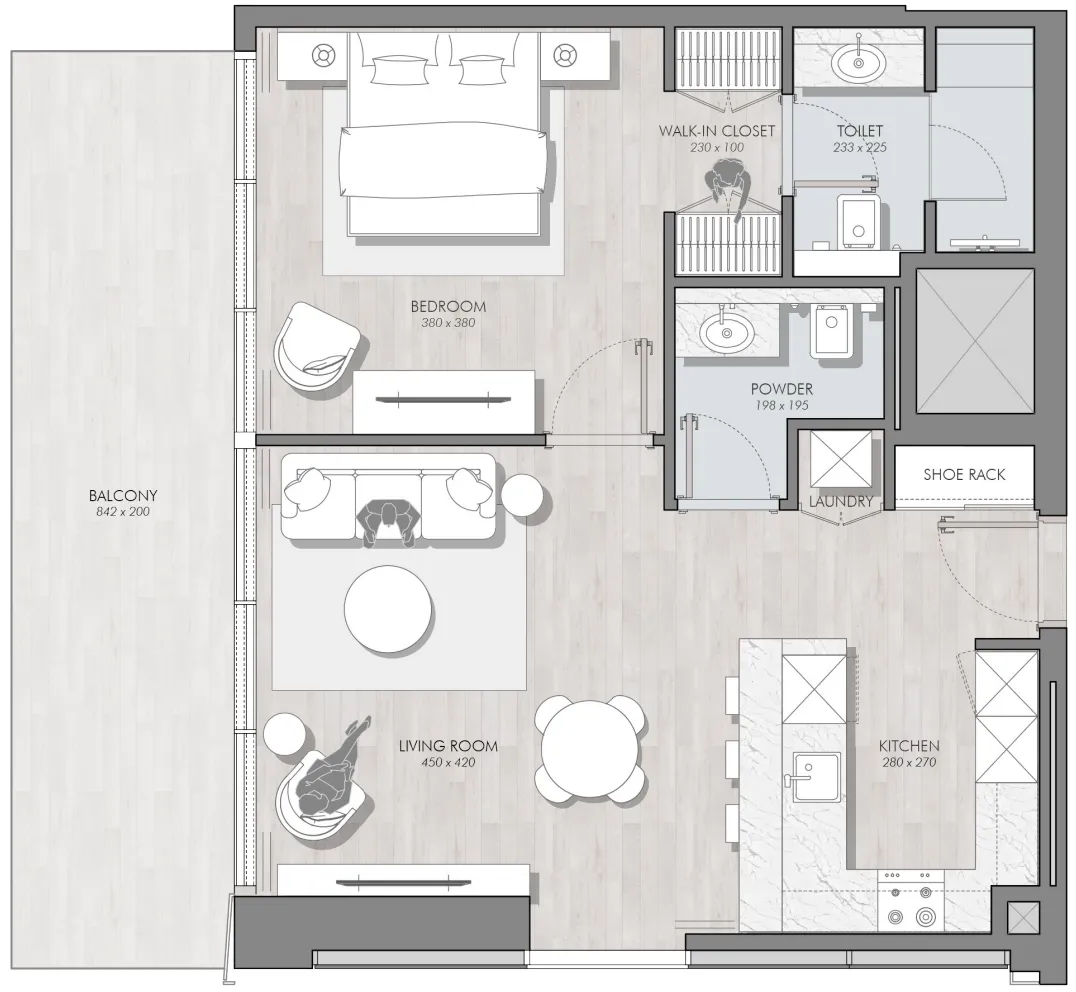 1 bedroom layout
