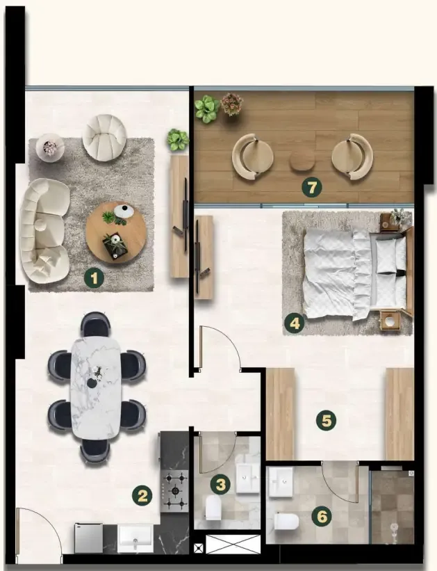 1 bedroom layout