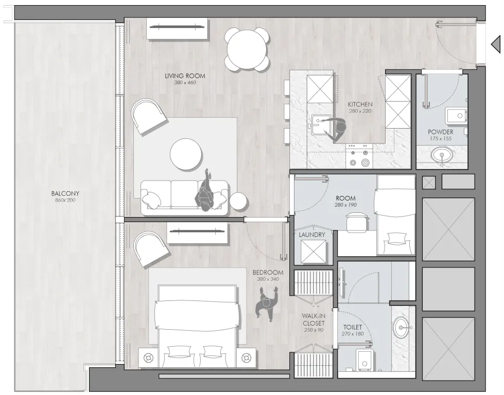 1 bedroom layout