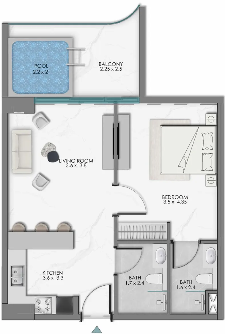 1 bedroom layout
