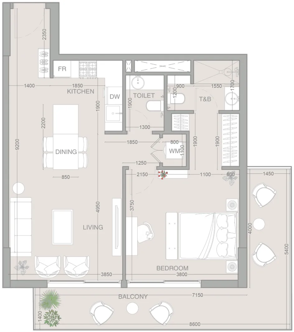 1 bedroom layout