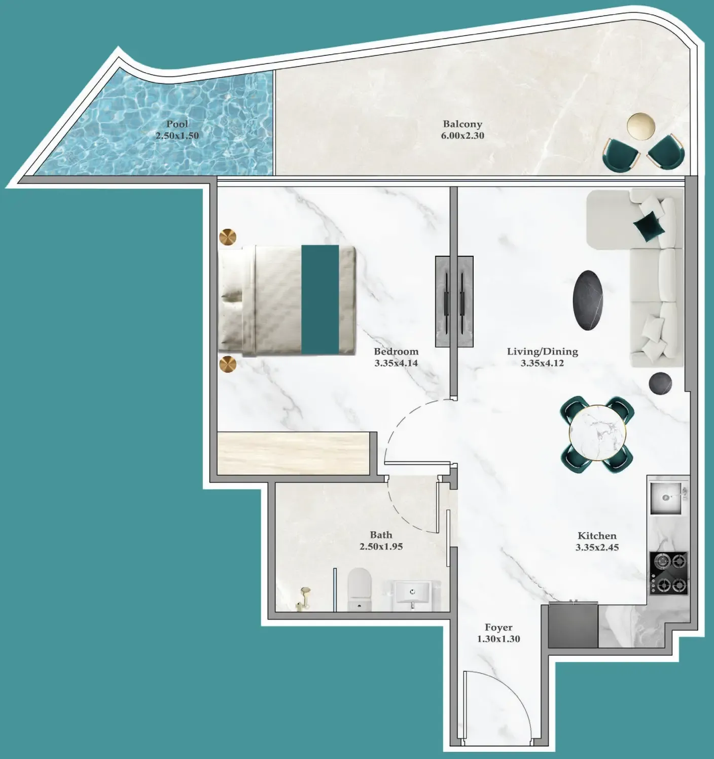 1 bedroom layout