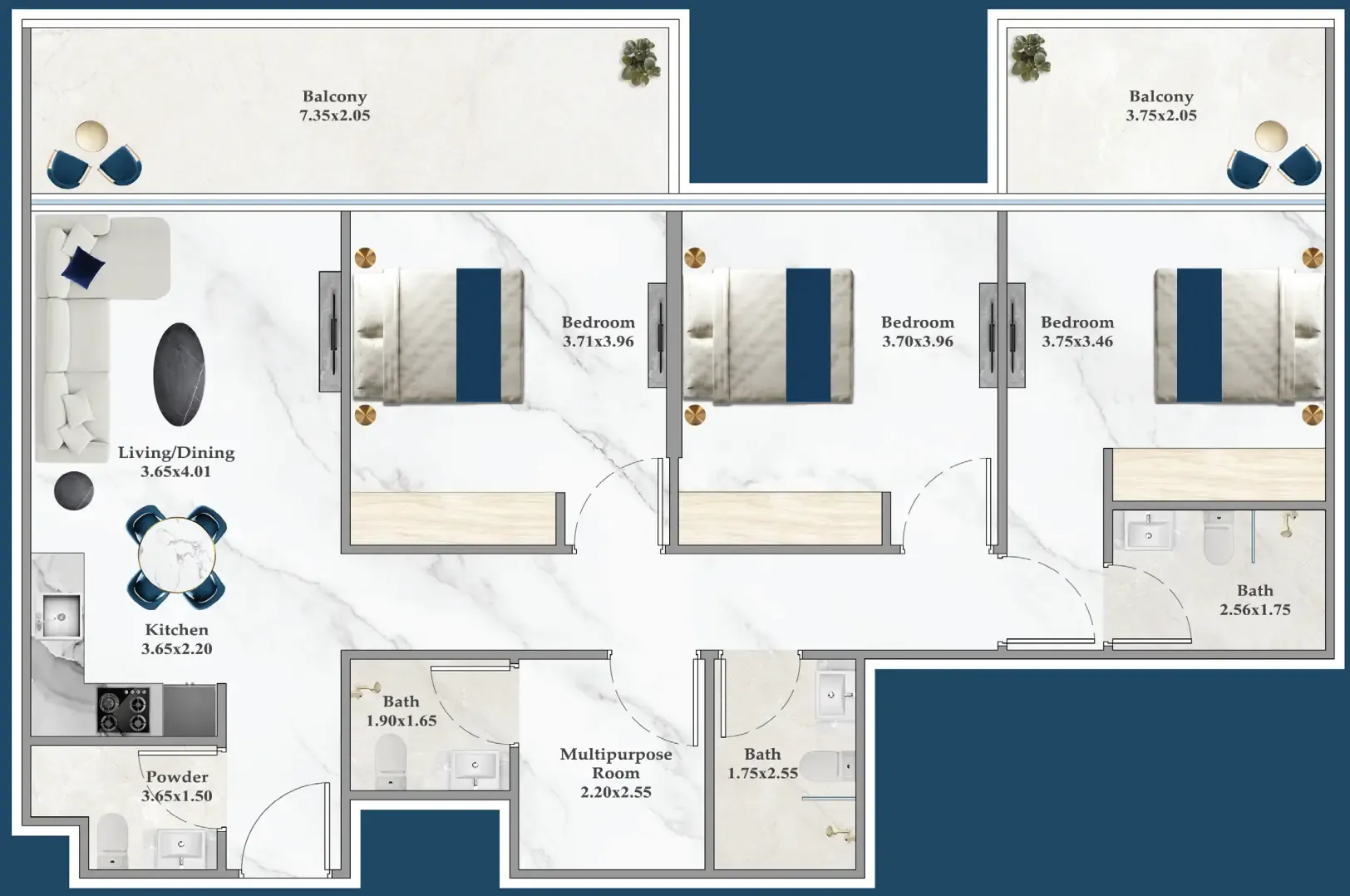 3 bedroom layout