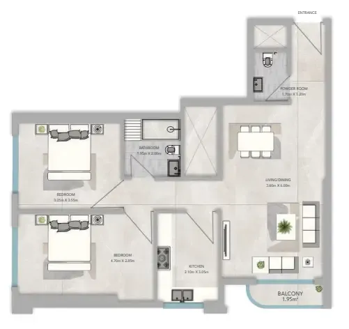 2 bedroom layout