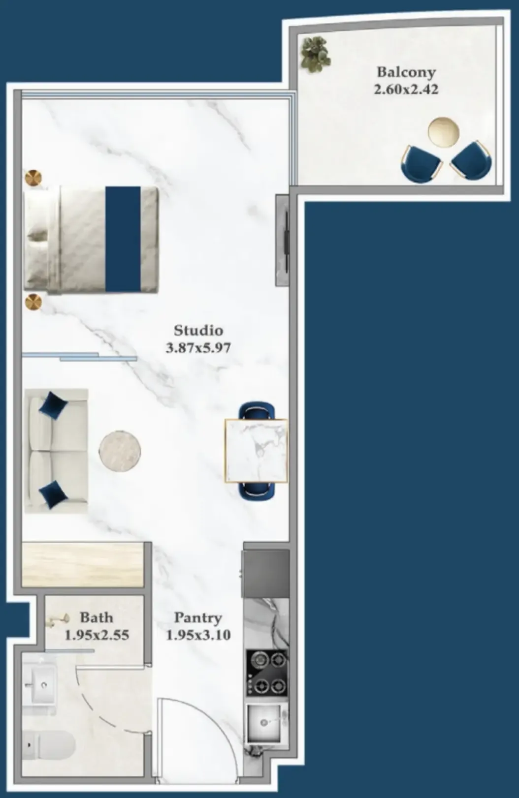 0 bedroom layout