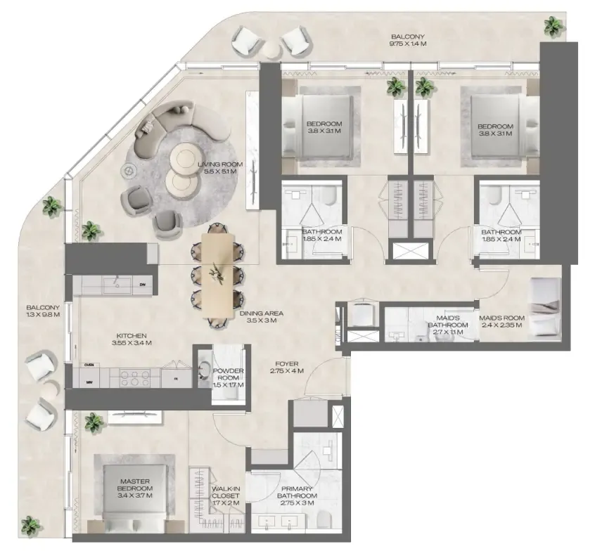 3 bedroom layout