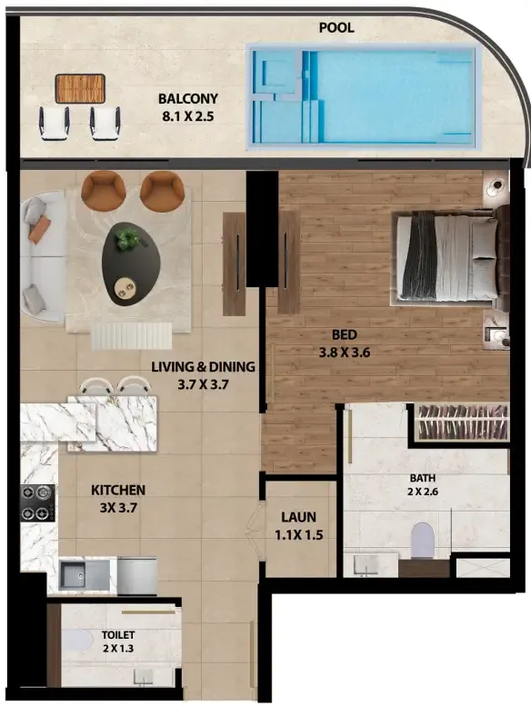 1 bedroom layout