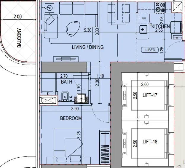 1 bedroom layout