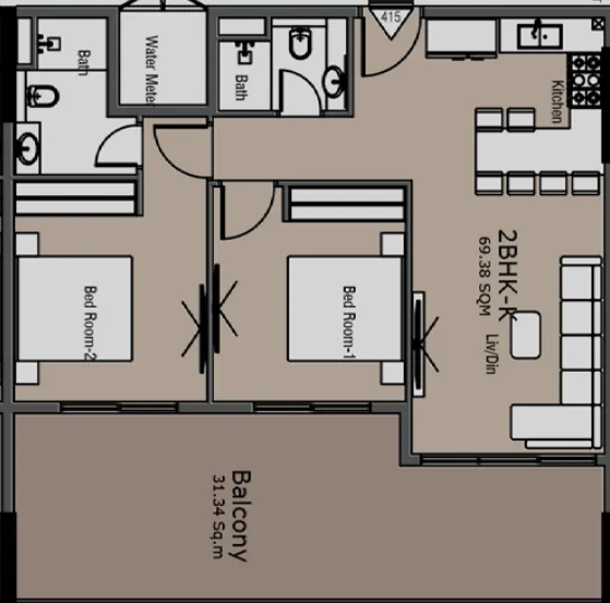 2 bedroom layout