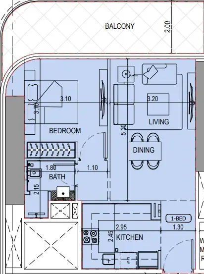 1 bedroom layout
