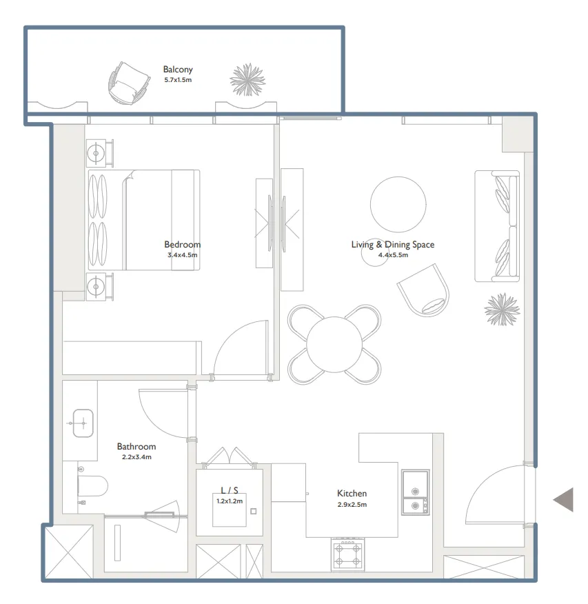 1 bedroom layout