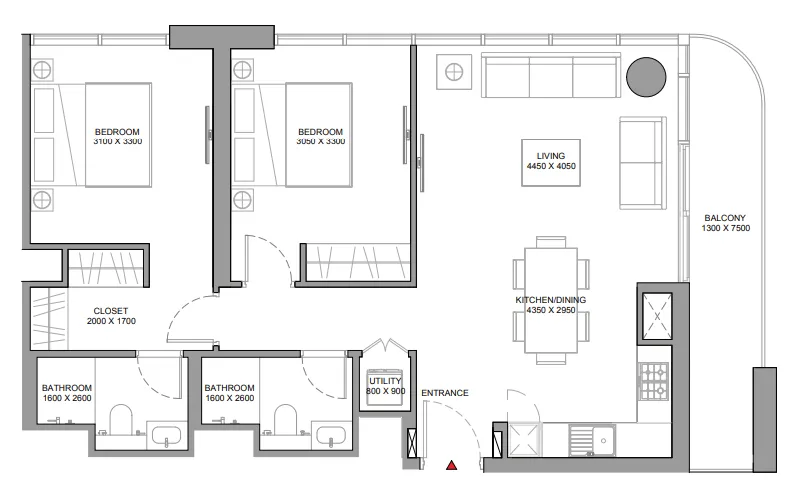 2 bedroom layout