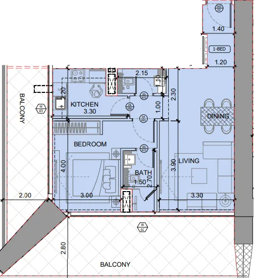1 bedroom layout