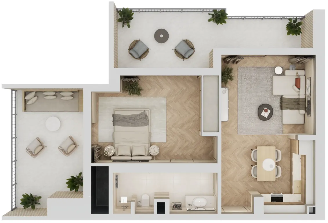 1 bedroom layout