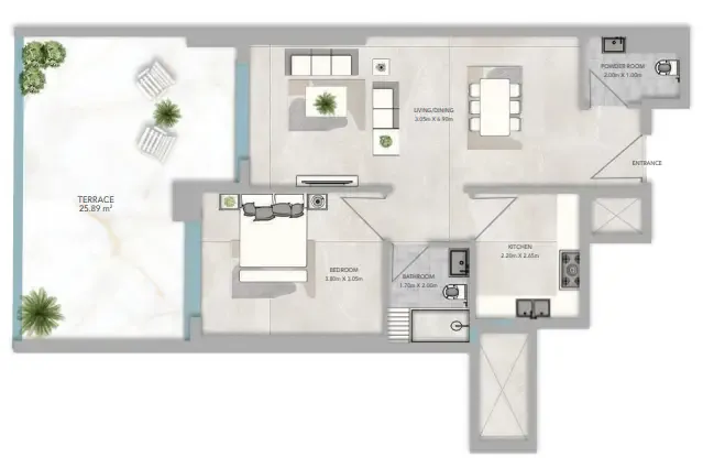 1 bedroom layout