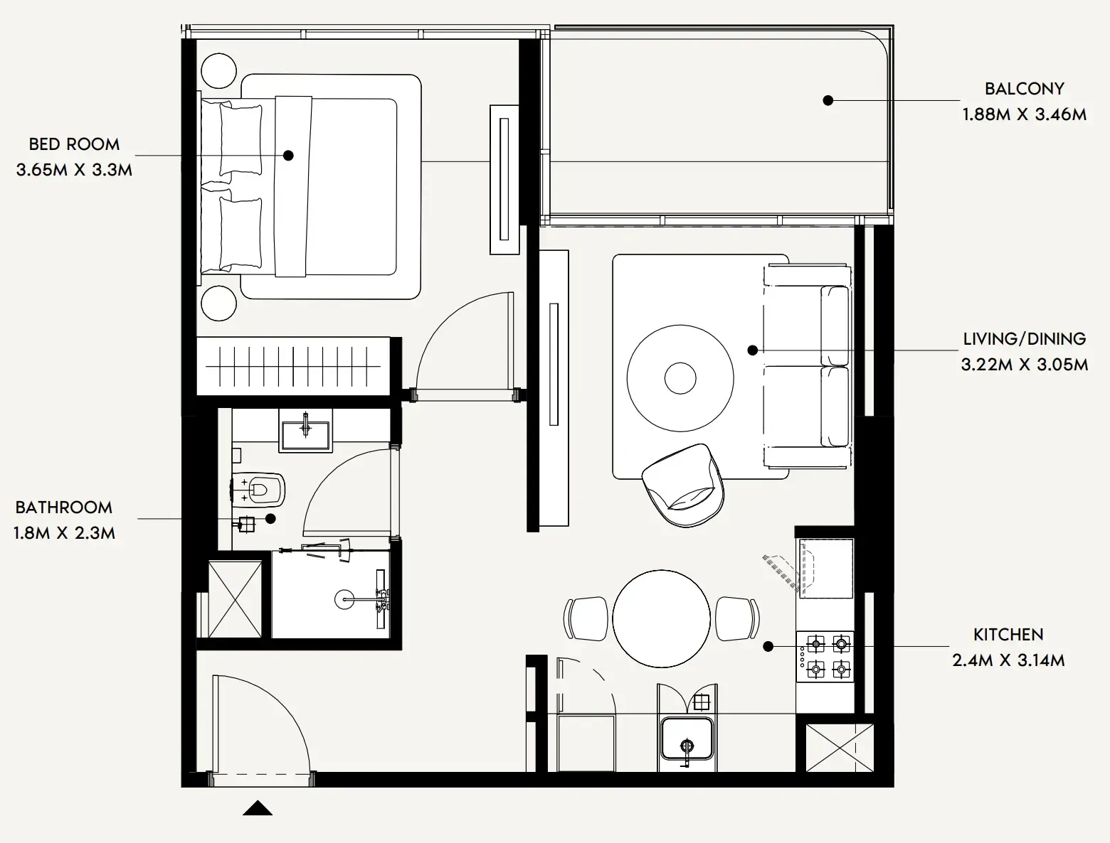 1 bedroom layout