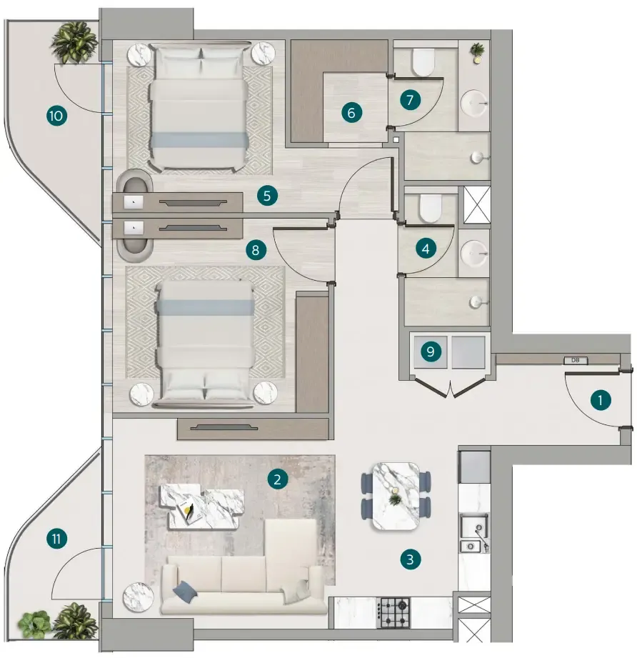 2 bedroom layout