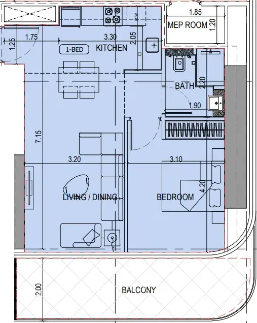 1 bedroom layout